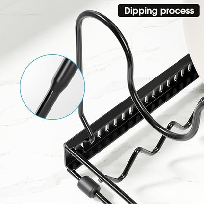 Expandable Pots and Pans Organizer Rack, Pot Lid Kitchen Cabinet Organizer Holder with 10 Adjustable Compartment, Kitchen Cabinet Organizer for Pots, Pans, Lids & Bakeware, Countertop Storage