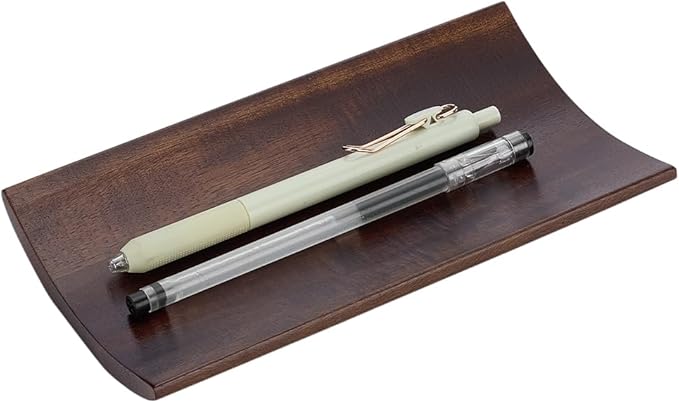 FINGERINSPIRE Wooden Pen Tray 7.48x3.94 Inch Pens Display Holder Arch Shape Walnut Wood Pen Tray Coconut Brown Wooden Pens Desk Organizer for Writing Tools Pencils Office Stationery Desk Decoration