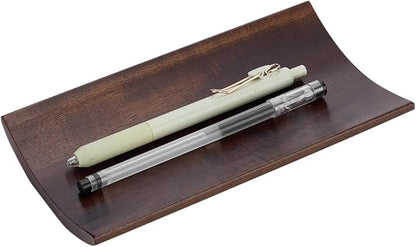 FINGERINSPIRE Wooden Pen Tray 7.48x3.94 Inch Pens Display Holder Arch Shape Walnut Wood Pen Tray Coconut Brown Wooden Pens Desk Organizer for Writing Tools Pencils Office Stationery Desk Decoration