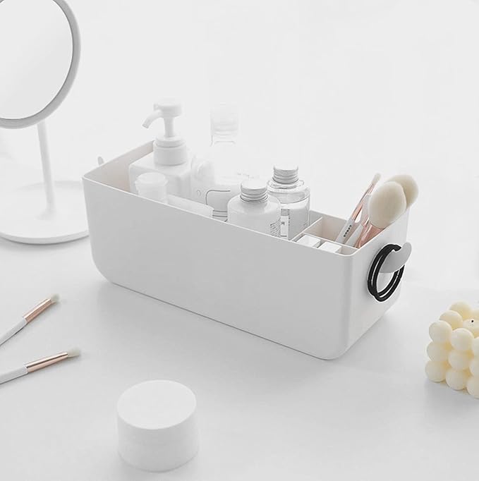 MEVOPHEE Bedside Hanging Caddy, Plastic Hanging Storage Shelf Holder Organizer for Phone Glasses Bottle Office Supplies in Dorm Room Bathroom Camper Rv - White (Caddy)