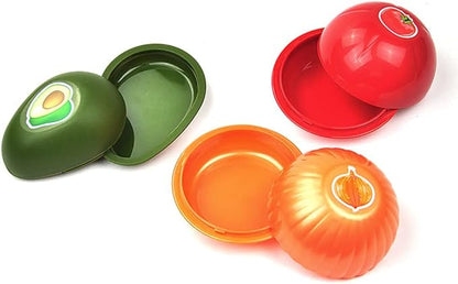 Tiydiygo 6PCS Fresh Food Savers Avocado Lemon Tomatoes Pepper Onion Garlic Shape Crisper Containers,Reuseable Vegetable Fruits Storage Keeper Sealing Box Fresh Bowls for Refrigerators