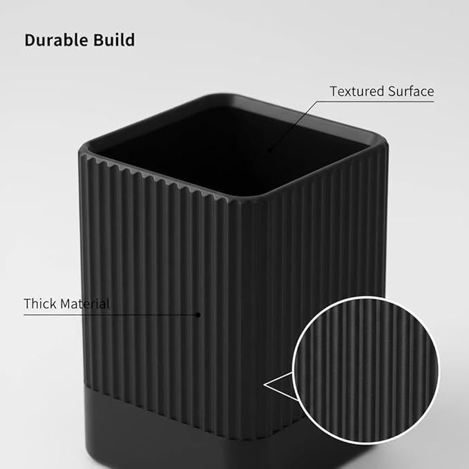 3 Pack Aesthetic Pen Holder for Desk-Sturdy Plastic Pencil Holder - Stylish Makeup Brushes Cup for Women Girls - Cute and Functional Desk Organizer for Office Supplies - Modern Office Decor Pen Cup