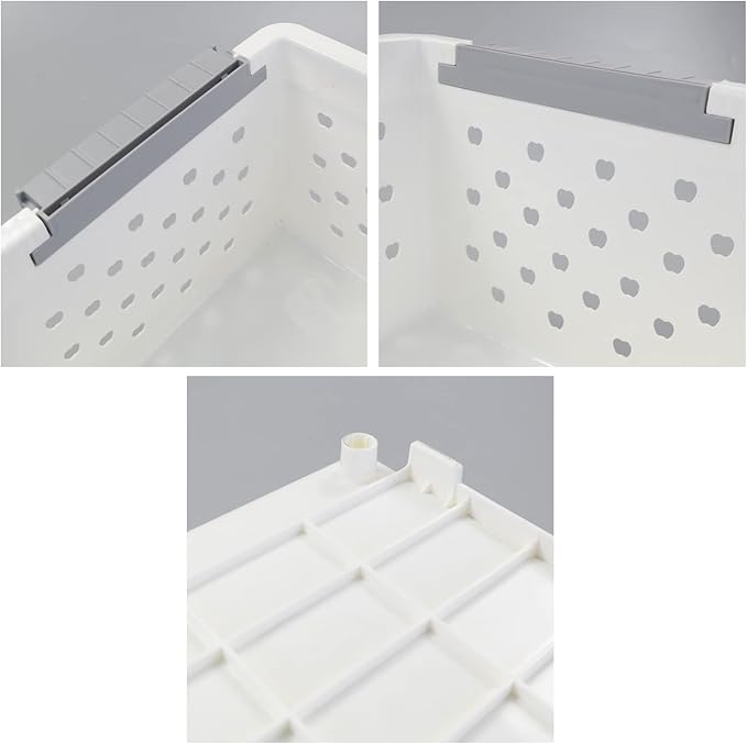 4-Pack Plastic Stackable Storage Basket Organizer, Multi-functional Stacking Basket Bins, White