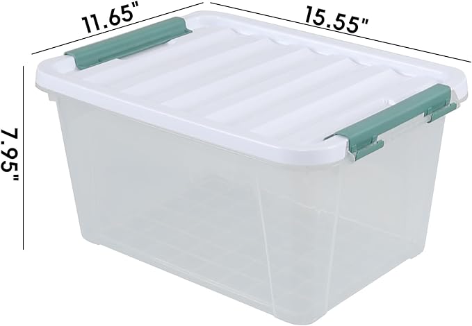 Melontray 20 Quart Clear Stackable Storage Box, 6-Pack Plastic Storage Container with Latching Lid