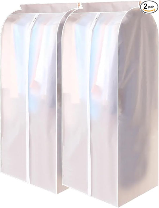 BAG WIZARD 54" Clear Garment Bags for Hanging Clothes, Suit Coat Cover for Closet Storage, Zipper Clothing Protector, Set of 2