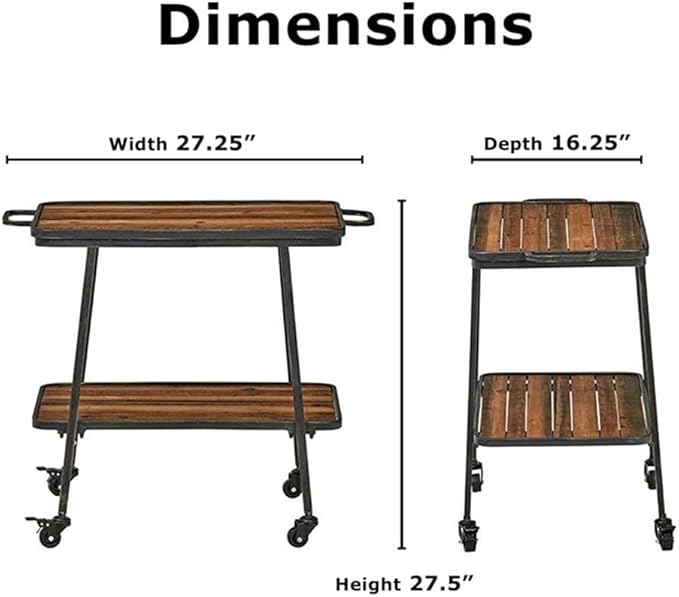 Pemberly Row Modern/Contemporary Felix 2 Tier Wooden Kitchen Bar Cart Black