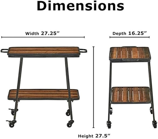 Pemberly Row Modern/Contemporary Felix 2 Tier Wooden Kitchen Bar Cart Black