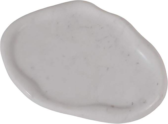 Cloud Shaped Natural Marble Tray 9"x6" – Decorative Catchall for Home Decor | Stone Organizer for Vanity, Bathroom, Kitchen, Jewelry, Perfume, Candle, Keys & Countertop Display (Arctic White)