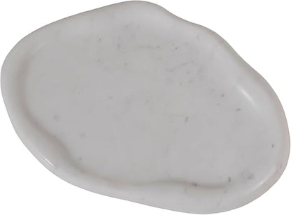 Cloud Shaped Natural Marble Tray 9"x6" – Decorative Catchall for Home Decor | Stone Organizer for Vanity, Bathroom, Kitchen, Jewelry, Perfume, Candle, Keys & Countertop Display (Arctic White)