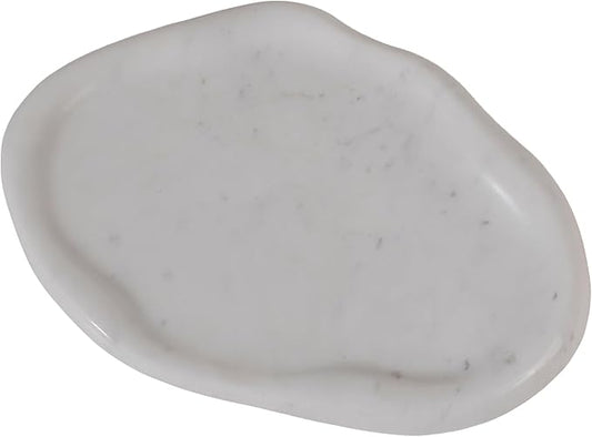 Cloud Shaped Natural Marble Tray 9"x6" – Decorative Catchall for Home Decor | Stone Organizer for Vanity, Bathroom, Kitchen, Jewelry, Perfume, Candle, Keys & Countertop Display (Arctic White)