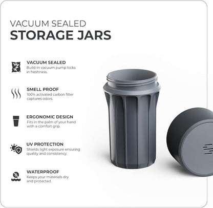 Staze Preserve Vacuum Sealed Storage Jars (148ml) | Herb Storage & Food Storage Container with Protection - (Slate)