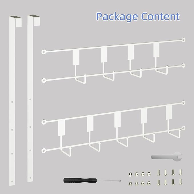 PAPAGIFTREE Over The Door Hooks, Over Door Hanger 9 Hooks, Coat Rack and Towel Rack for Hanging Clothes, Door Towel Hanger and Holder for Bathroom Organizer, Bedroom and Kitchen White