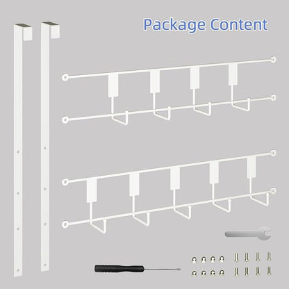 PAPAGIFTREE Over The Door Hooks, Over Door Hanger 9 Hooks, Coat Rack and Towel Rack for Hanging Clothes, Door Towel Hanger and Holder for Bathroom Organizer, Bedroom and Kitchen White