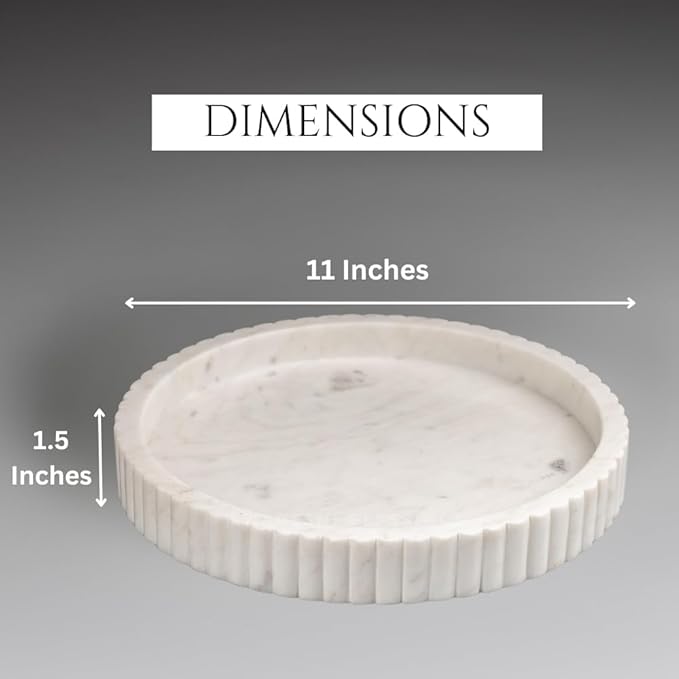 Swadeshi Blessings Handcrafted Marble Decorative Tray for Coffee Table Decor, Round Trays Home Decor, Ottoman Tray for Living Room, Coffee Table Tray, Dining Table Centerpiece Decor, Farmhouse Decor