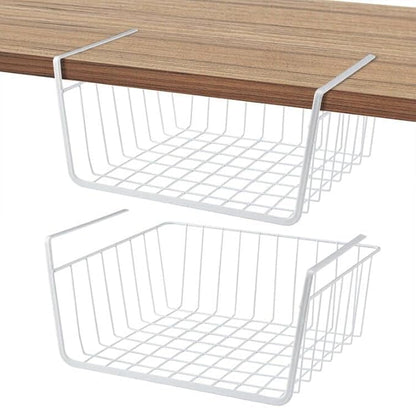 Under Shelf Basket Undershelf Storage Basket Pantry Shelf Organizer Metal Under Cabinet Shelf Hanging Storage Bin Slides Cabinet Shelves for Kitchen Pantry Storage Space Saving