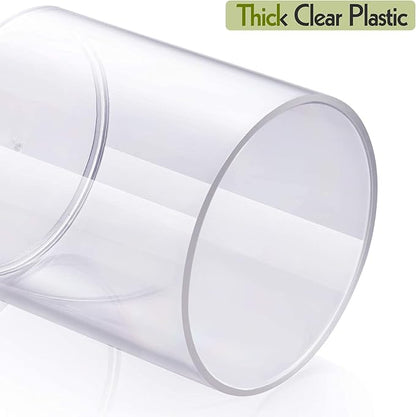 4 Pack Acrylic Qtip Holder Dispenser for Cotton Swabs, Balls, Pads, Floss Picks- Small Clear Plastic Canister Apothecary Jar Set, Bathroom Essentials Accessories Decor, Vanity Makeup Storage Organizer