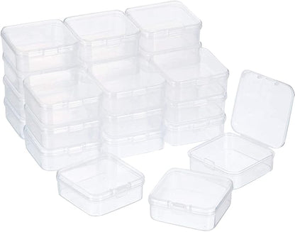 24 Packs Small Clear Plastic Beads Storage Containers Box with Hinged Lid for Storage of Small Items, Crafts, Jewelry, Hardware(2.12 x 2.12 x 0.79 Inches)