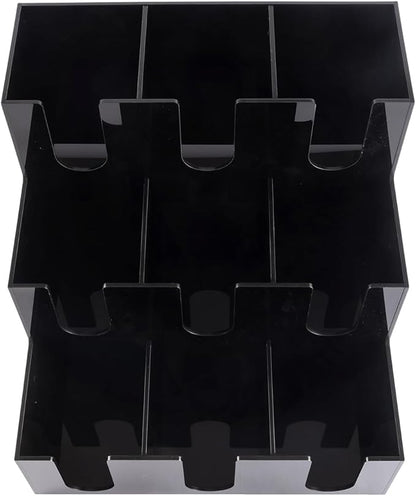 CiaoHER Acylic Coffee Cup and Lid Dispenser with 9 Compartments, Counter Top for Coffee Station to Organize Disposable Cups, for Home or Office Use (Black)