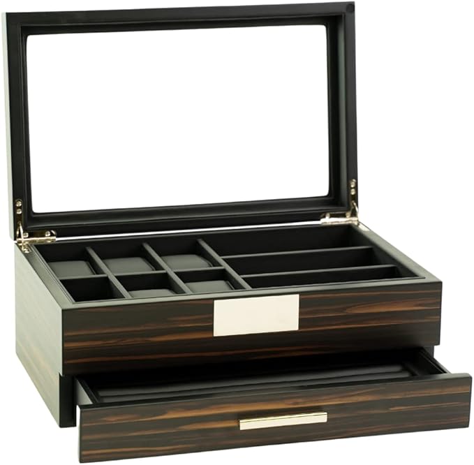 Decorebay Luxury Watch, Sunglasses and Jeweler Display Case and Organizer (Emerald Love)