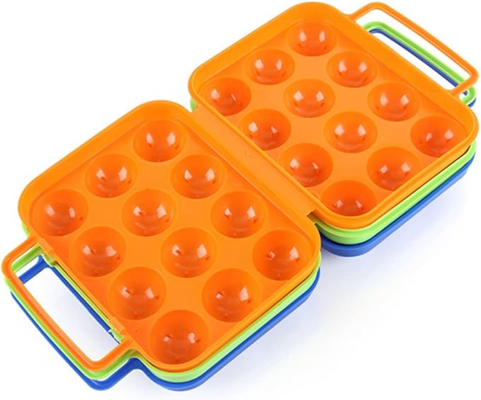 GLEAVI Egg Containers for Camping Portable 12 Eggs Plastic Storage Box Handle Lock for Kitchen