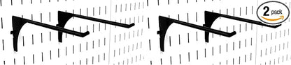 Wall Control Pegboard 9in Reach Extended Hooks - Metal Pegboard Hooks with Slotted Design - Black (Pack of 2)