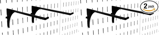 Wall Control Pegboard 9in Reach Extended Hooks - Metal Pegboard Hooks with Slotted Design - Black (Pack of 2)