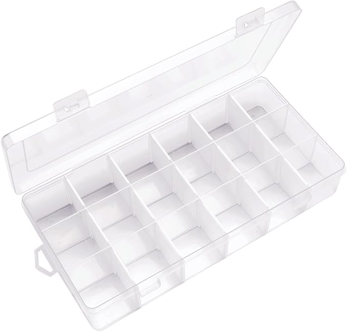 IOOLEEM 18 Grids Adjustable Dividers Plastic Bead Organizer Box, Organizer Container Storage Box, Dividers for Bead Arts and Crafts.