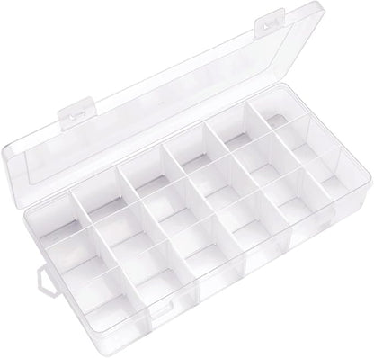 IOOLEEM 18 Grids Adjustable Dividers Plastic Bead Organizer Box, Organizer Container Storage Box, Dividers for Bead Arts and Crafts.