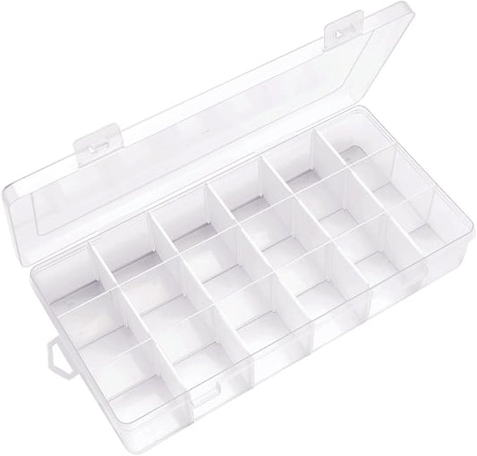 IOOLEEM 18 Grids Adjustable Dividers Plastic Bead Organizer Box, Organizer Container Storage Box, Dividers for Bead Arts and Crafts.