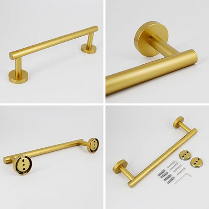 SUS 304 Stainless Steel Hand Towel Bar 12-Inch Bathroom Towel Holder Kitchen Dish Cloth Hanger Wall Mount Gold Finish