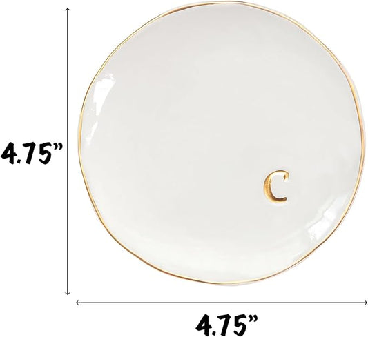 COLLECTIVE HOME - Ceramic Jewelry Tray, Decorative Trinket Dish for Rings Earrings Necklaces Bracelet Watch Keys, Birthday Mother's Day Christmas Gift for Women, 4.75", Glossy (c)