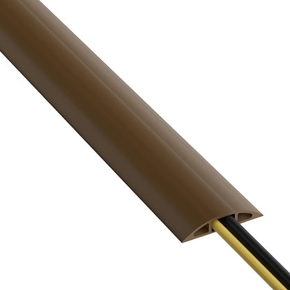 D-Line 30ft Floor Cord Cover, Floor Cable Protector, Extension Cord Cover, Protect Wires & Prevent Cable Trips, Cable Management Solution - Cord Cavity = 0.63" (W) x 0.31" (H) - Brown