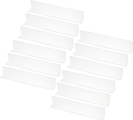 PATIKIL 12 Pack Shelf Dividers for Closet Organization, 13.8x1.57x2.4 Acrylic Closets Separator Kitchen Cabinet Shelves Under Bed Blocker for Bedroom Kitchen Office, Clear