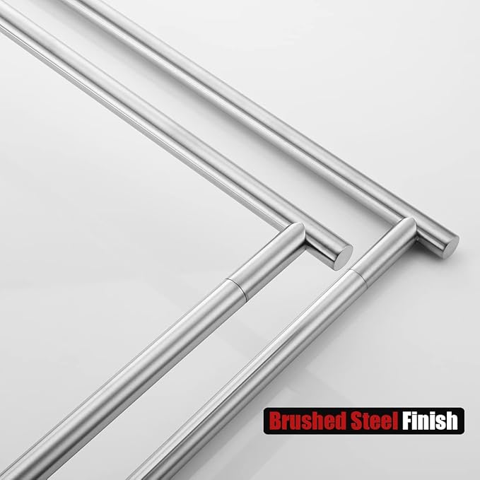 JQK Bath Towel Bar Free Standing Brushed, 30 Inch Stand Double Towel Rack Holder Shelf for Bathroom Floor, Brushed Steel, BTH120L30-WN