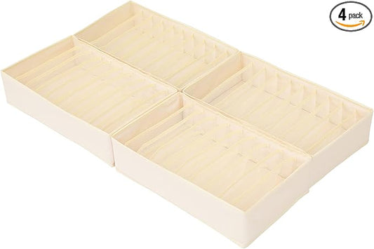 Qozary 4 Pack Drawer Organizers for Clothing, 10 Grids Foldable Dresser Drawer Organizers, Clothes Organizer for Folded Clothes, T-shirt, Tank Tops, Camisoles, Underwear, Leggings, Baby Clothes