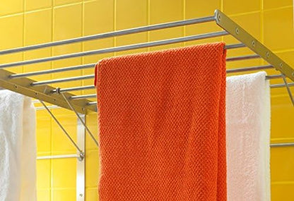 Wall Mounted Clothes Drying Rack - Stainless Steel Collapsible Laundry Rack - Space Saving Folding Accordion Dryer for Indoor & Outdoor Use (22Wx21Dx19H)
