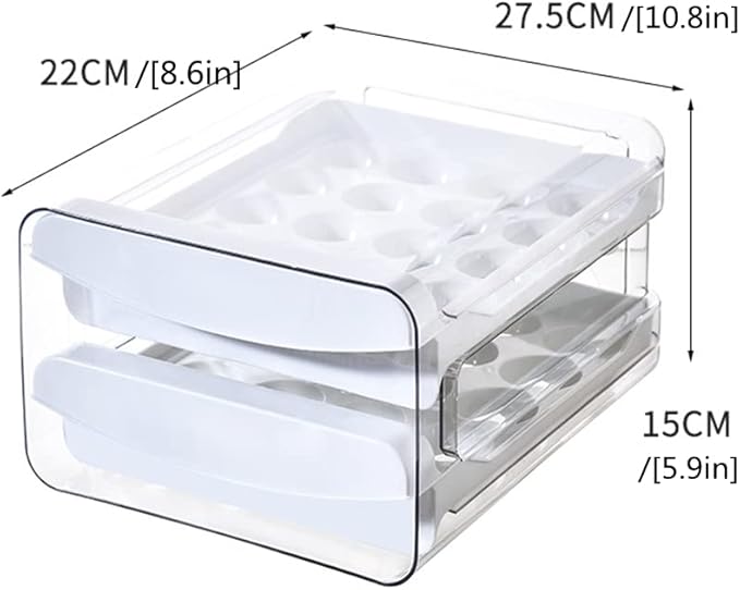 TEFU Upgrade 40 Grid Egg Storage Double-Layer Drawer Type Egg Box for Fridge Transparent Egg Container Shelf Saving Kitchen Egg Storage Box,Durable Sturdy Compact and Space-Saving Egg Storage Box
