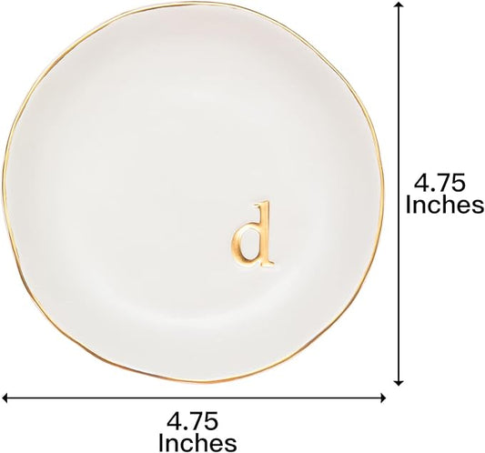 COLLECTIVE HOME - Ceramic Jewelry Tray, Decorative Trinket Dish for Rings Earrings Necklaces Bracelet Watch Keys, Birthday Mother's Day Christmas Gift for Women, 4.75", White Surface (D)
