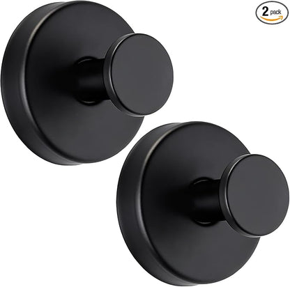 warlve Suction Cup Hooks No Drill Stainless Steel Shower Hooks Towel Hook Heavy Duty on Smooth and Non-Porous Surfaces in Bathrooms Kitchen Bedroom (2, Matte Black)