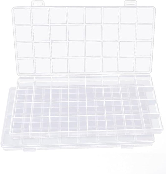 IOOLEEM 32 Grids Plastic Bead Organizer Box, Organizer Container Storage Box, Dividers for bead arts and crafts.(2 Pack)