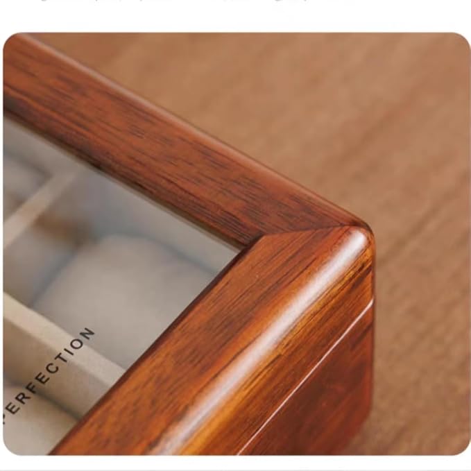 Bescott Solid Wood Watch Box 8 Slots With Glass Lid Walnut Collection Case For Men Women Luxury Wooden Display Organizer Storage Holder