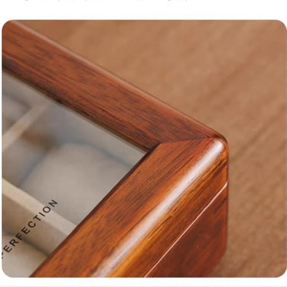 Bescott Solid Wood Watch Box 8 Slots With Glass Lid Walnut Collection Case For Men Women Luxury Wooden Display Organizer Storage Holder