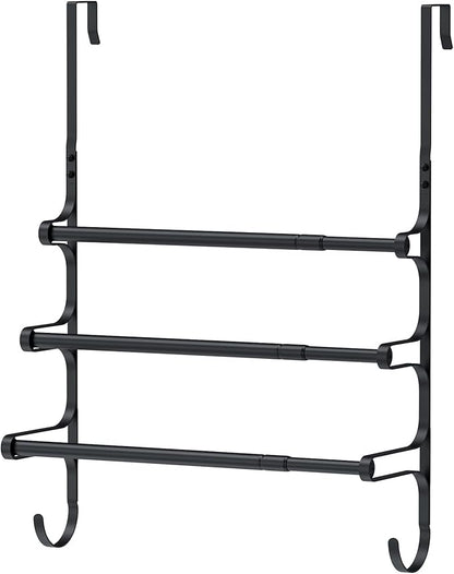 CANYAVE Over The Door Towel Rack, Over Door Towel Rack for Bathroom Door, Triple Towel Storage Holder with Hooks (Matte Black)