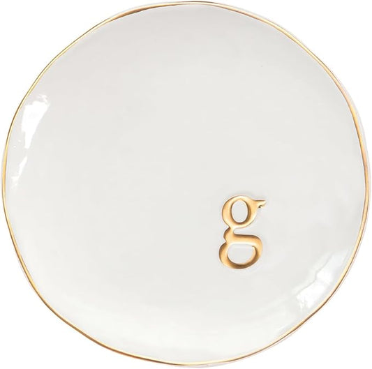 COLLECTIVE HOME - Ceramic Jewelry Tray, Decorative Trinket Dish for Rings Earrings Necklaces Bracelet Watch Keys, Birthday Mother's Day Christmas Gift for Women, 4.75", Glossy (g)