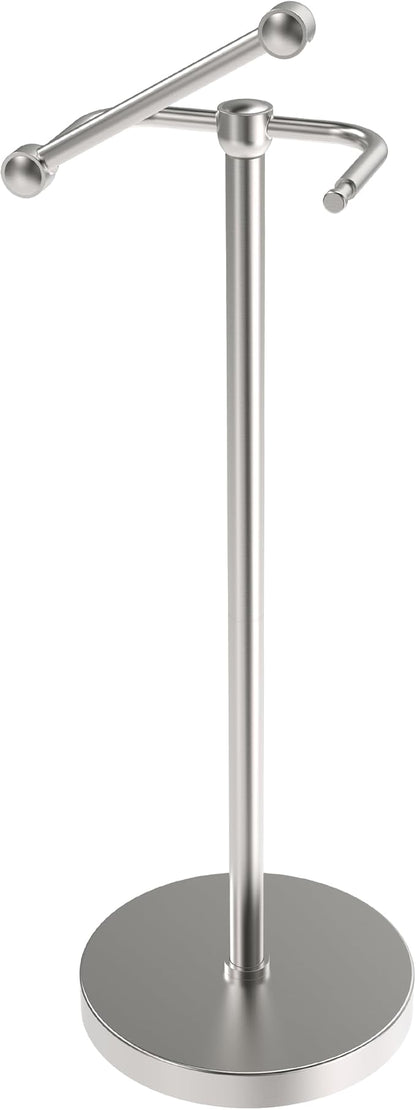Toilet Paper Holder Stand, Post Pivoting Design Free Standing Toilet Paper Holder, SUS304 Stainless Steel Toilet Paper Roll Holder, Heavy Stable Base (Brushed Nickel)
