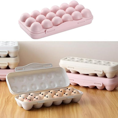 UPKOCH Stackable Plastic Egg Storage Box for Refrigerator Portable Anti-Collision Egg Holder with Lid 18-Count Shatterproof Container Space-Saving Kitchen Organizer