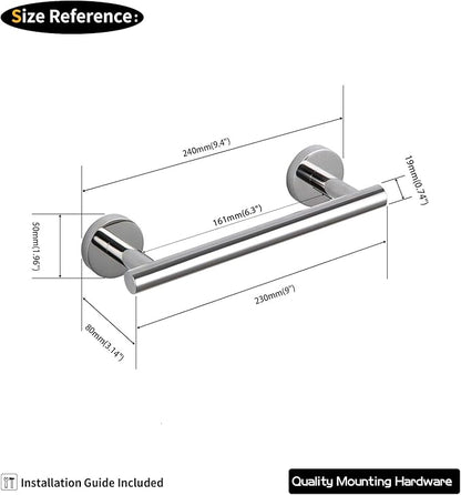 GERZ 9-Inch Bathroom Towel Bar Stainless Steel Bath Towel Rack Contemporary Style Wall Mount, Polished Finish AG1101C23-JG