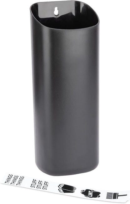 JS Jackson Supplies Small Black Lint Bin with Magnetic Back, Slim Profile Space Saving Trash Bin and Organizer for Laundry, Wall Mountable