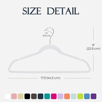 HOUSE DAY White Velvet Hangers 20 Pack, Non Slip Clothes Felt Hanger Heavy Duty for Coat, Premium Slim Space Saving Suit Hangers for Closet Organizer, 360° Rotating Silver Hook