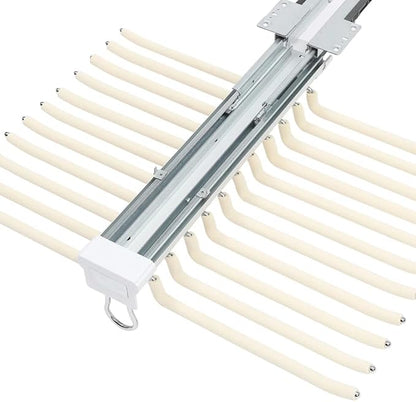 Pull Out Pants Rack Pants, 22 Arms Steel Pull Out Pants Rack 33lbs 23.2 * 18.1 * 3.7inch Hanging Installation Pants Hanger Bar Clothes Organizers for Hanging Jeans Pants Ties & Scarves (Beige)